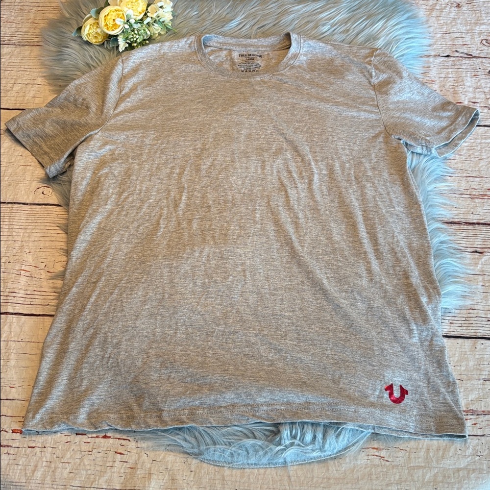 True Religion Heather Gray Crewneck Short Sleeve T-Shirt Sz L